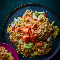 Lobster and salad onion noodles